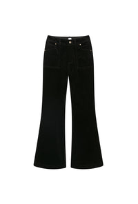Petite Studio's Cody Corduroy Flared Pants in Black