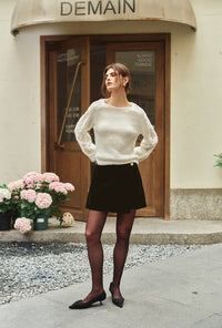 Petite Studio's Manon Velvet Skirt in Brown