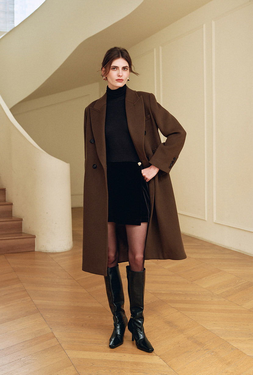 Petite Studio's Manon Velvet Skirt in Brown