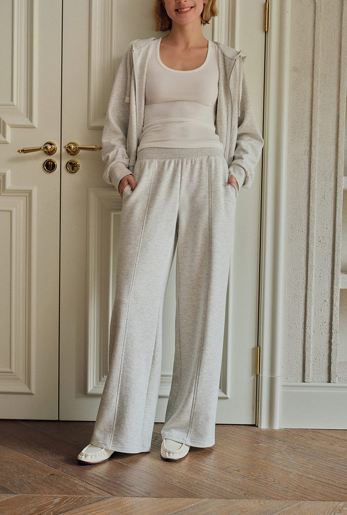 Petite Studio's Chase Cotton Straight Leg Pants in Heather White