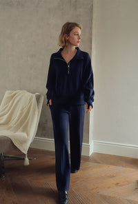 Petite Studio's Chase Cotton Straight Leg Pants in Navy