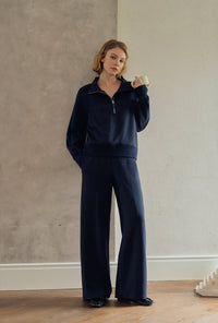 Petite Studio's Chase Cotton Straight Leg Pants in Navy
