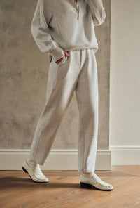 Petite Studio's Corey Cotton Tapered Pants in Heather White