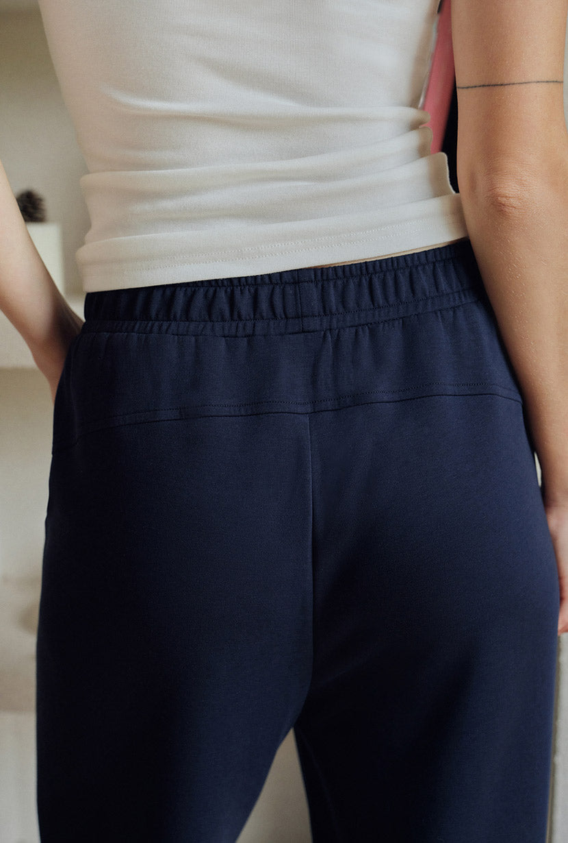 Petite Studio's Corey Cotton Tapered Pants in Navy