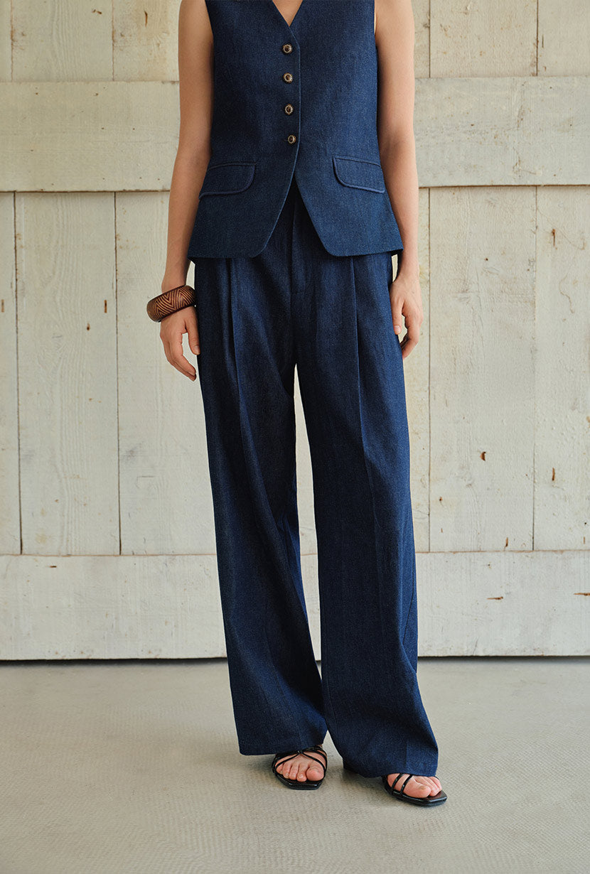 Petite Studio's Circe Cotton Pants in Blue