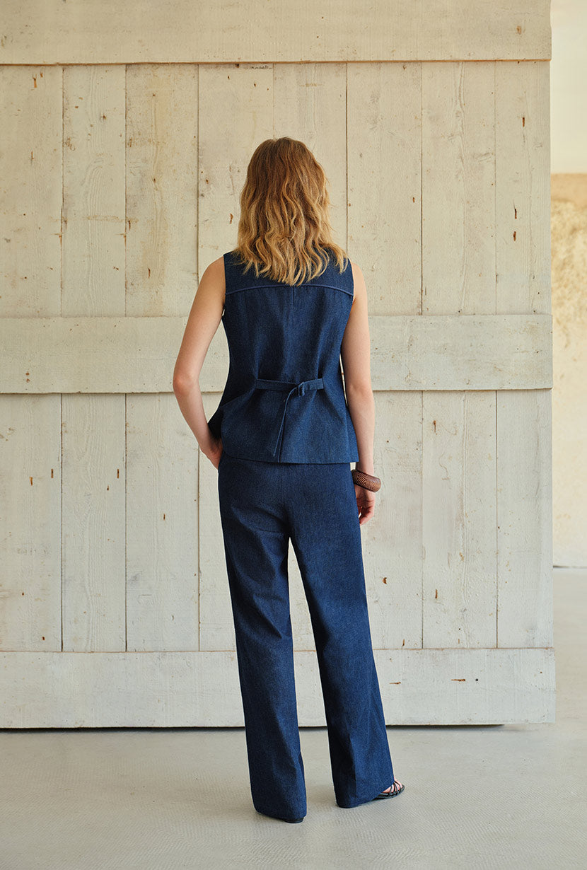 Petite Studio's Circe Cotton Pants in Blue