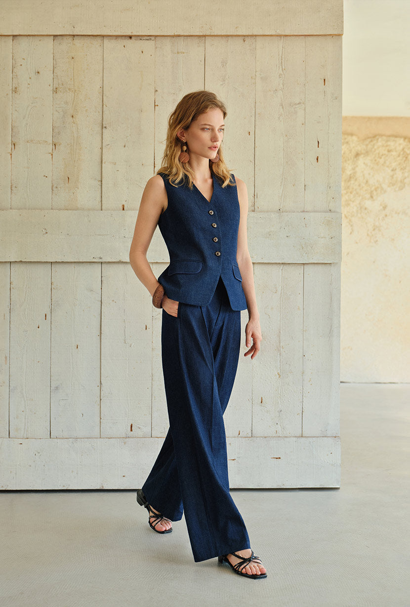 Petite Studio's Circe Cotton Pants in Blue