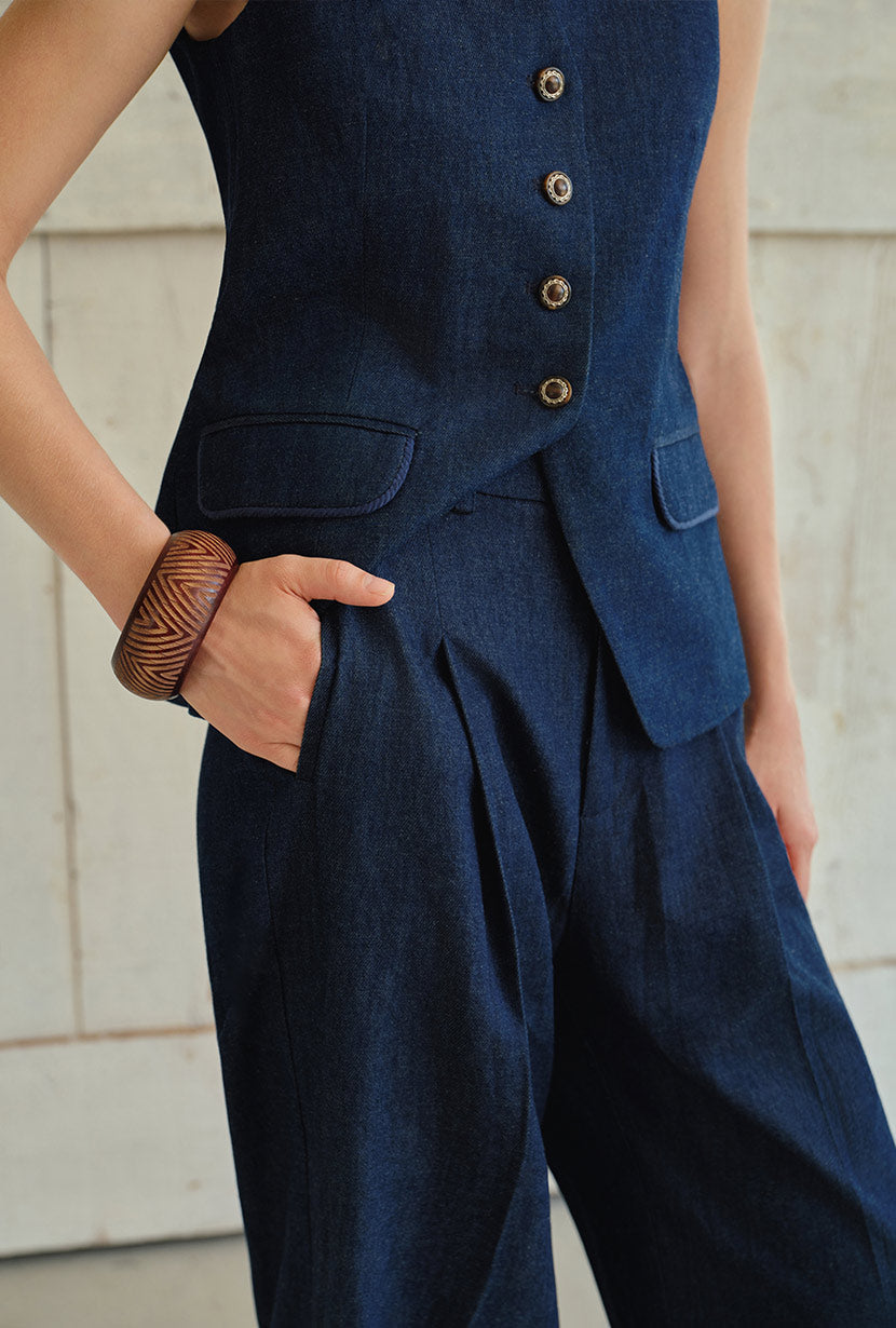 Petite Studio's Circe Cotton Pants in Blue