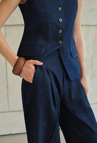 Petite Studio's Circe Cotton Pants in Blue