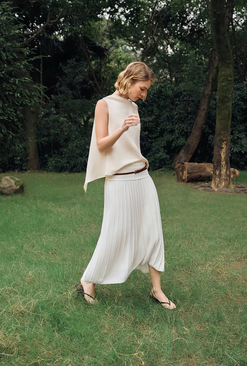 Petite Studio's Czar Bamboo Knit Skirt in Ivory