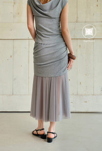 Petite Studio's Dolly Jersey Cotton Skirt in Grey