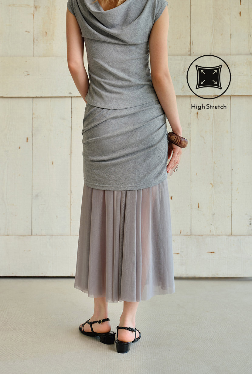Petite Studio's Dolly Jersey Cotton Skirt in Grey