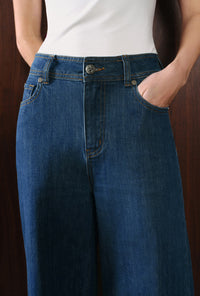 Petite Studio's Esme High-Rise Wide-Leg Cropped Jeans in Vintage Indigo