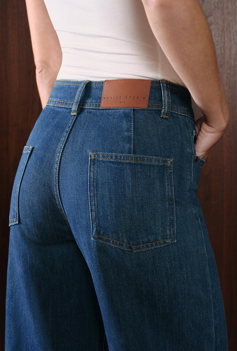 Petite Studio's Esme High-Rise Wide-Leg Cropped Jeans in Vintage Indigo