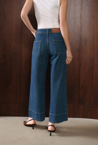 Petite Studio's Esme High-Rise Wide-Leg Cropped Jeans in Vintage Indigo