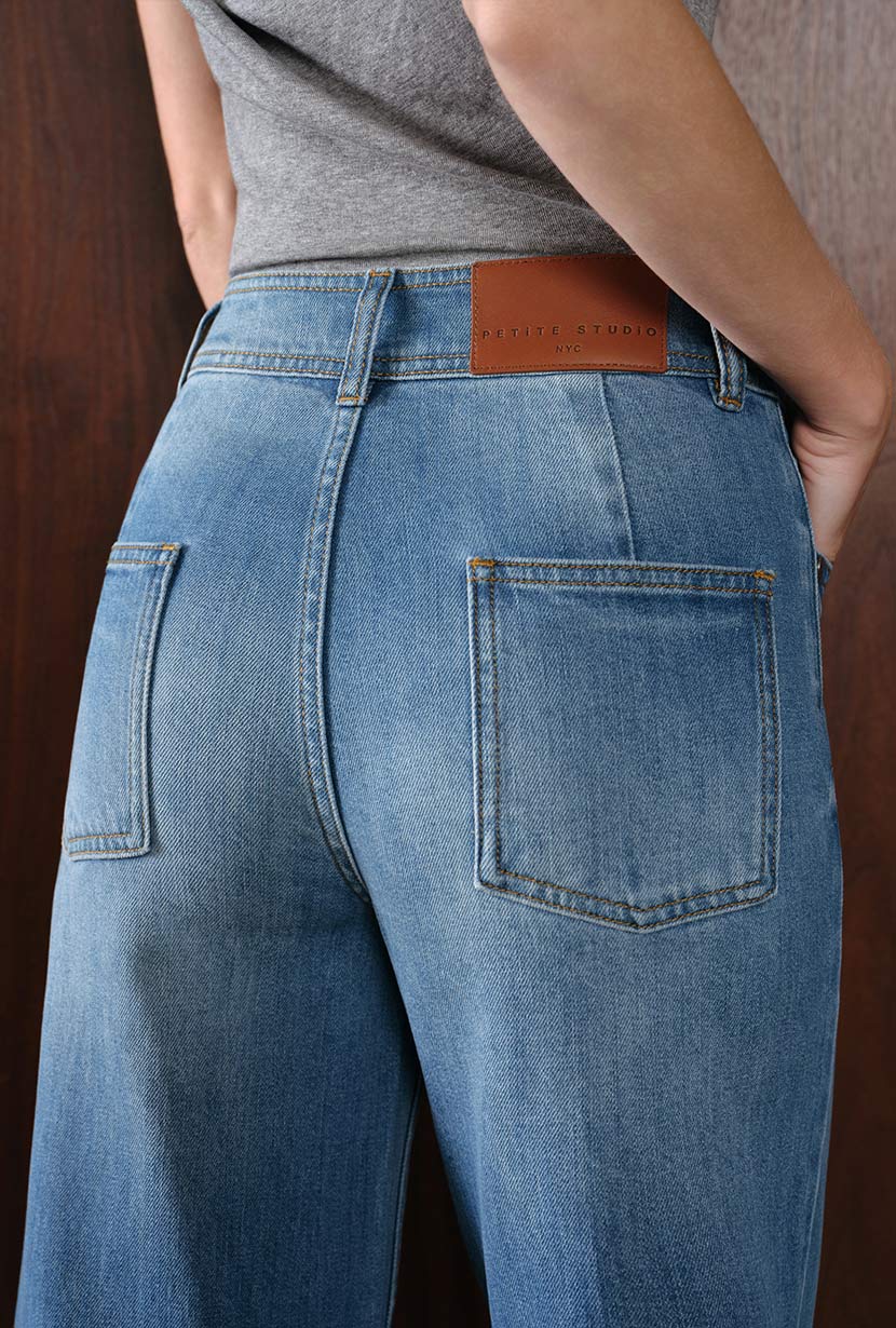 Petite Studio's Esme High-Rise Wide-Leg Cropped Jeans in Mist Blue