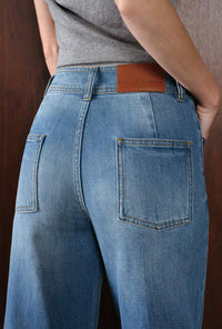 Petite Studio's Esme High-Rise Wide-Leg Cropped Jeans in Mist Blue