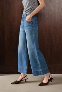 Petite Studio's Esme High-Rise Wide-Leg Cropped Jeans in Mist Blue