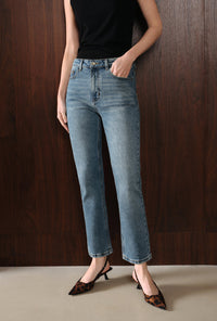 Petite Studio's Enid High-Rise Slim Ankle Jeans in Blue 