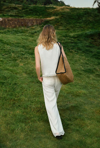 Petite Studio's Dasha Eyelet Linen Pants in White
