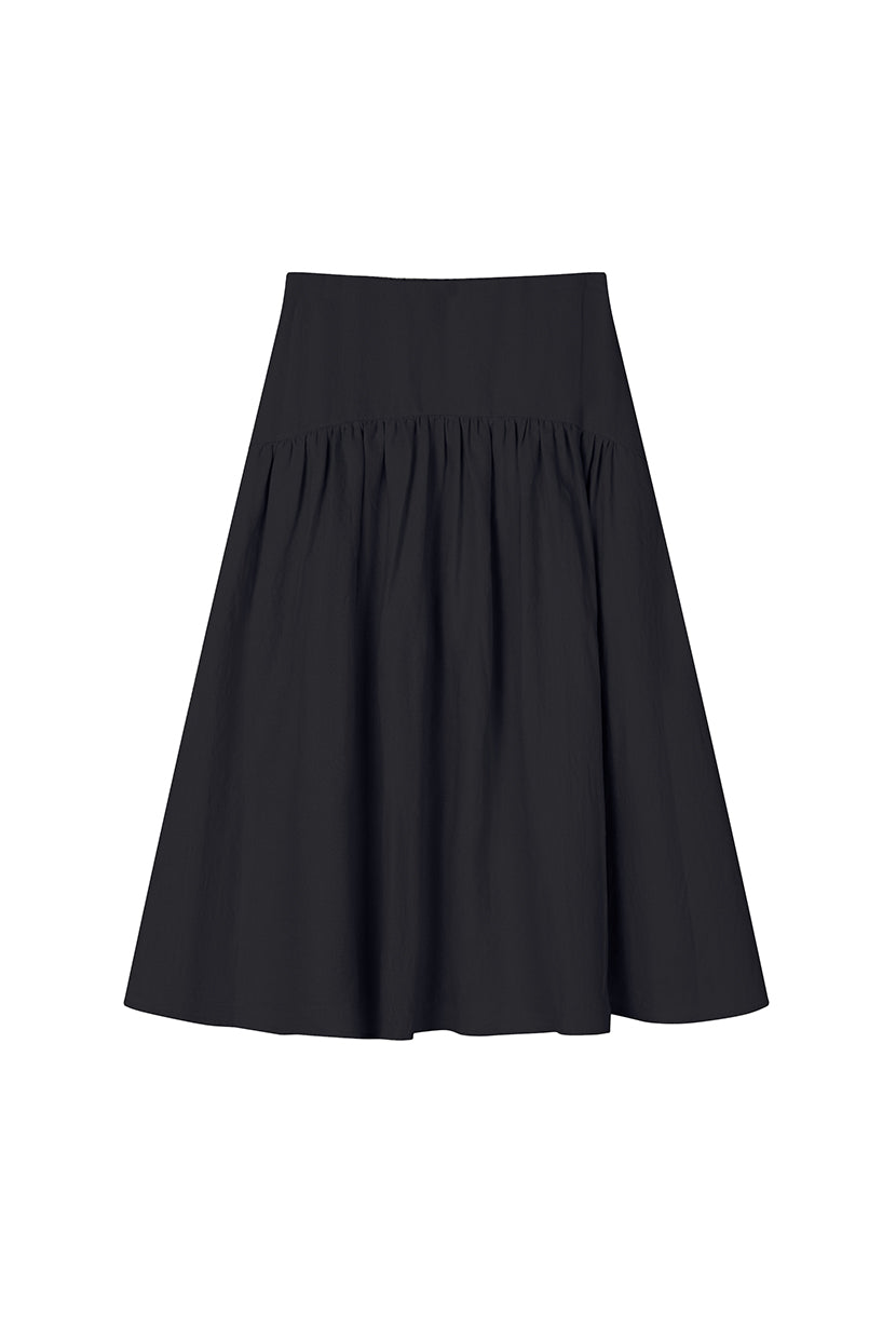 Petite Studio's Atticus Linen Midi Skirt in Black