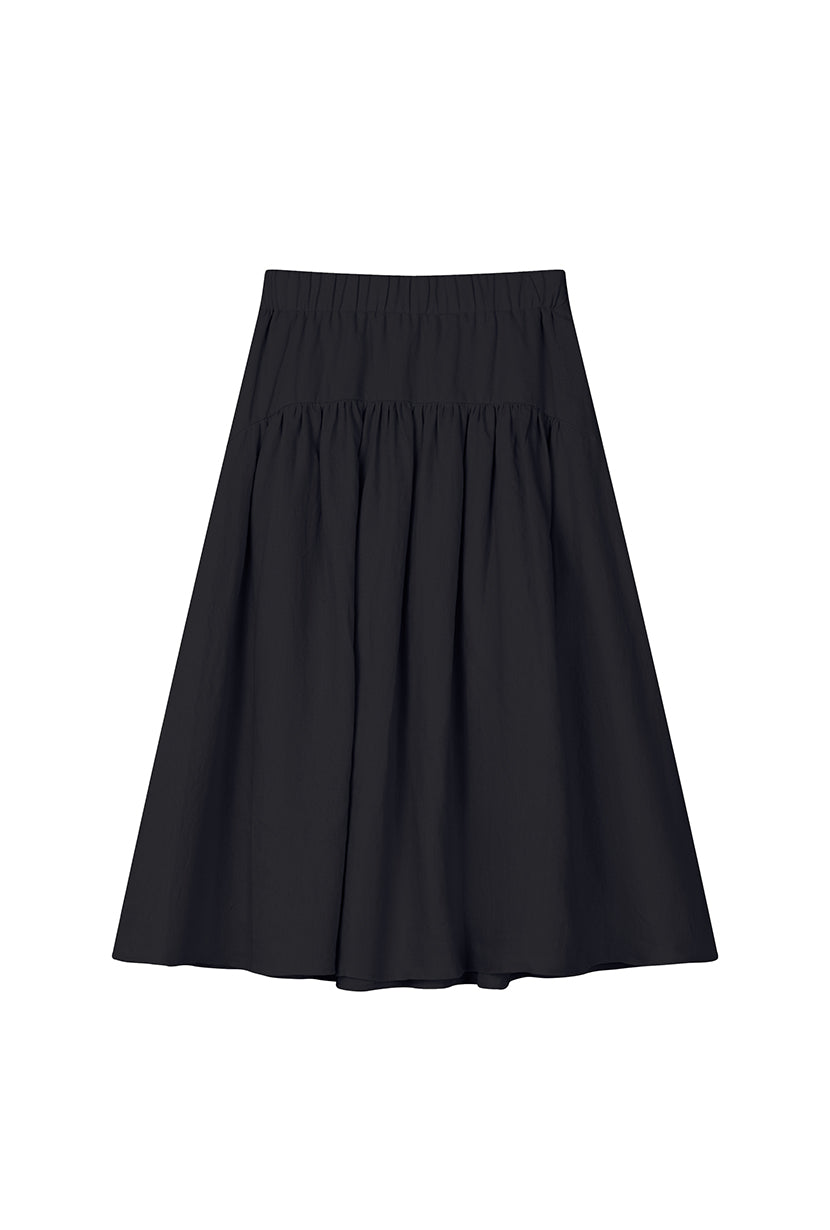Petite Studio's Atticus Linen Midi Skirt in Black