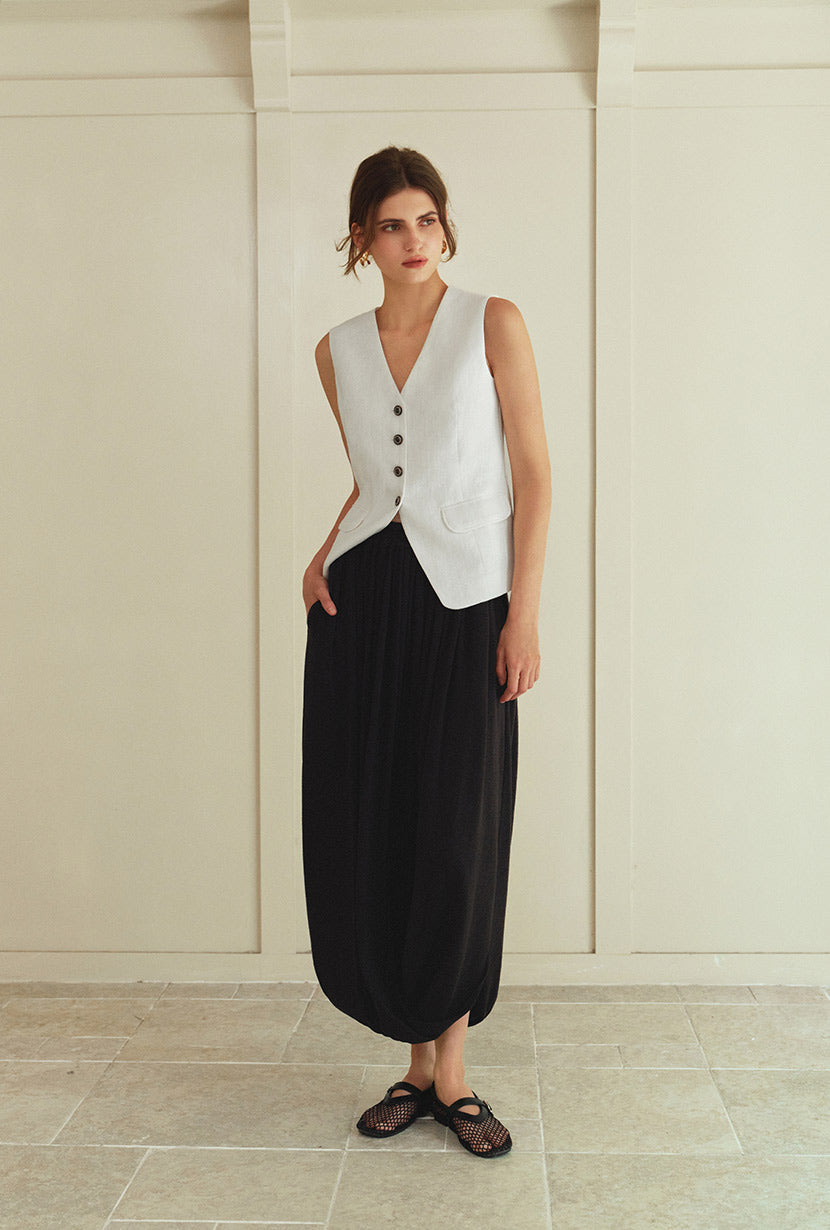Petite Studio's Quentin Jersey Cotton Cocoon Skirt in Black