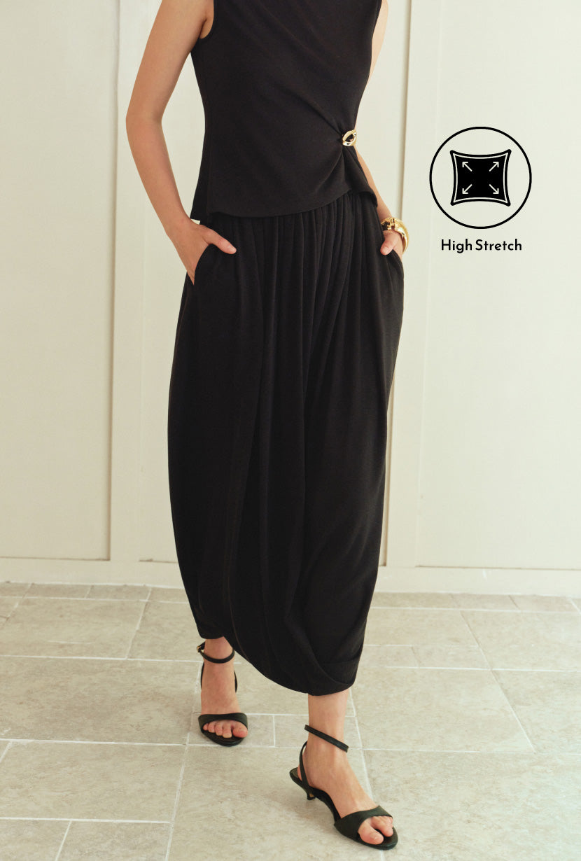 Petite Studio's Quentin Jersey Cotton Cocoon Skirt in Black