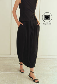 Petite Studio's Quentin Jersey Cotton Cocoon Skirt in Black