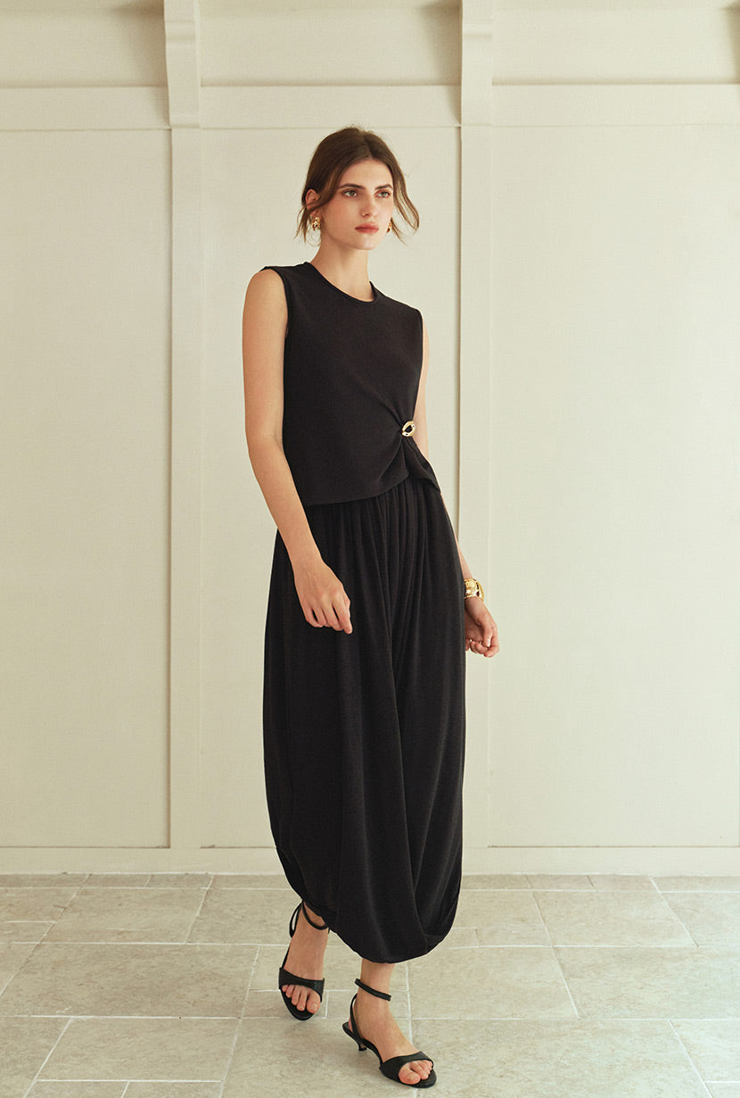 Petite Studio's Quentin Jersey Cotton Cocoon Skirt in Black