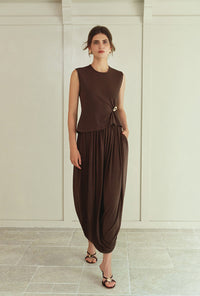 Petite Studio's Quentin Jersey Cotton Cocoon Skirt in Chocolate