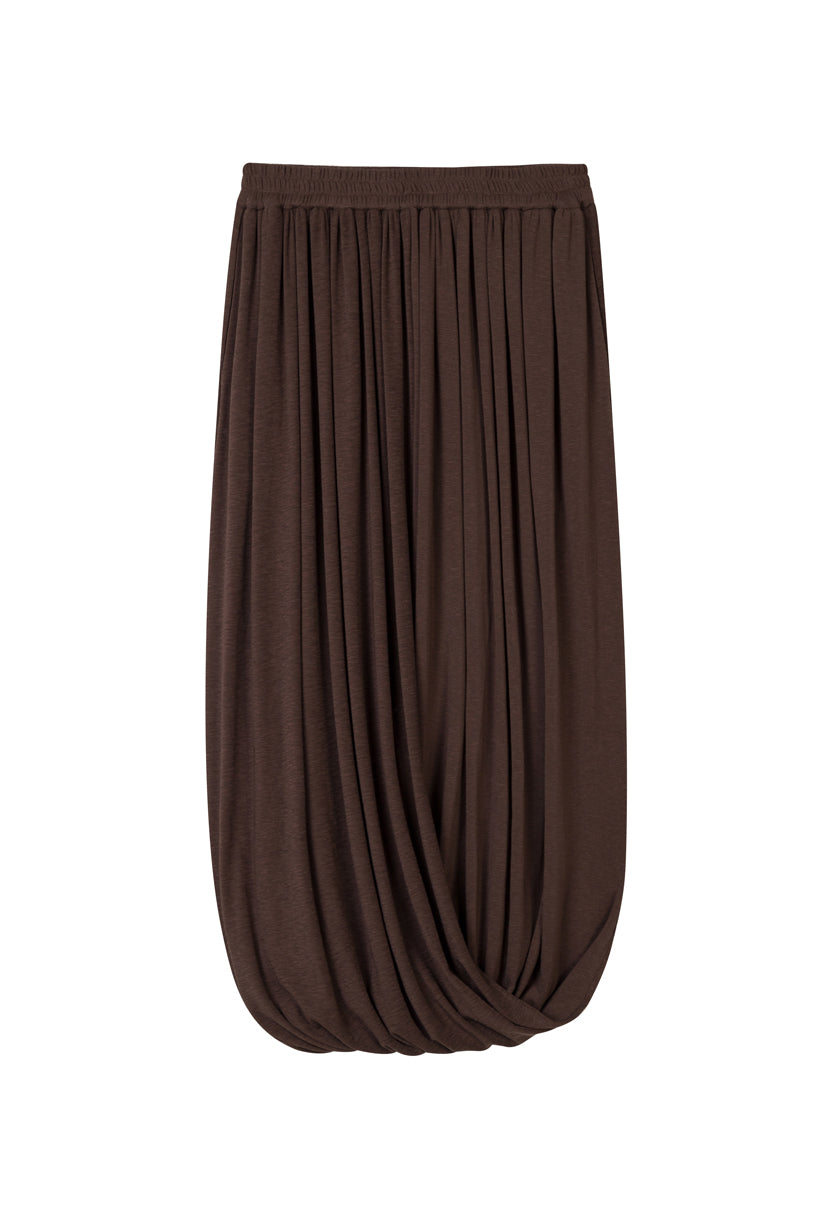 Petite Studio's Quentin Jersey Cotton Cocoon Skirt in Chocolate