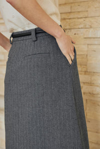 Petite Studio's Adriana Wool Skirt in Grey Striped 