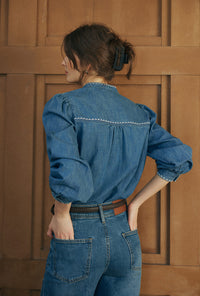 Petite Studio's Franny High-Rise Wide-Leg Jeans in Vintage Blue
