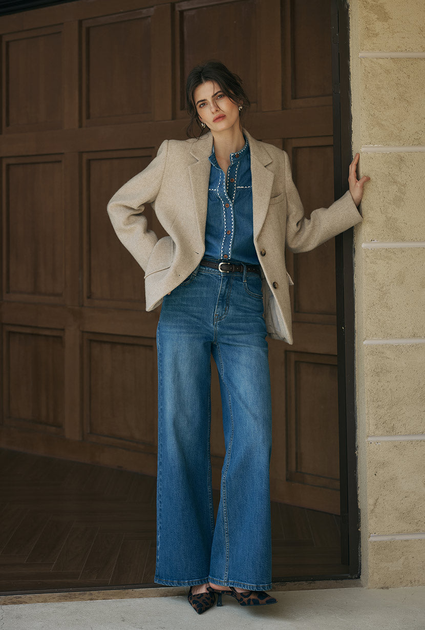 Petite Studio's Franny High-Rise Wide-Leg Jeans in Vintage Blue