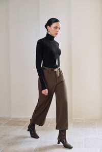 Petite Studio's Parker Cropped Wool Pants in Brown