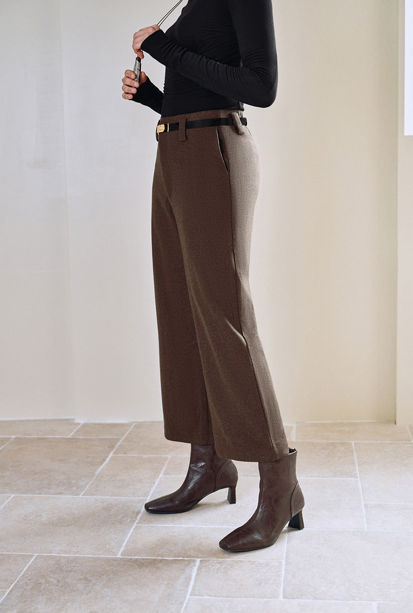 Petite Studio's Parker Cropped Wool Pants in Brown