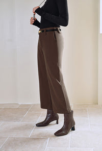 Petite Studio's Parker Cropped Wool Pants in Brown