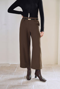 Petite Studio's Parker Cropped Wool Pants in Brown