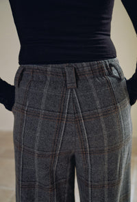 Petite Studio's Parker Cropped Wool Pants in Grey Plaid