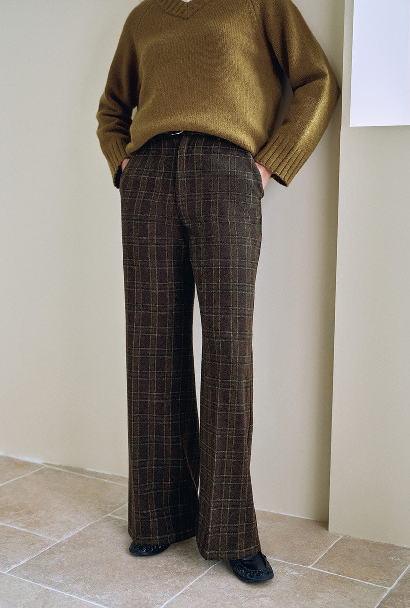Petite Studio's Dylan Straight Wool Pants in Plaid