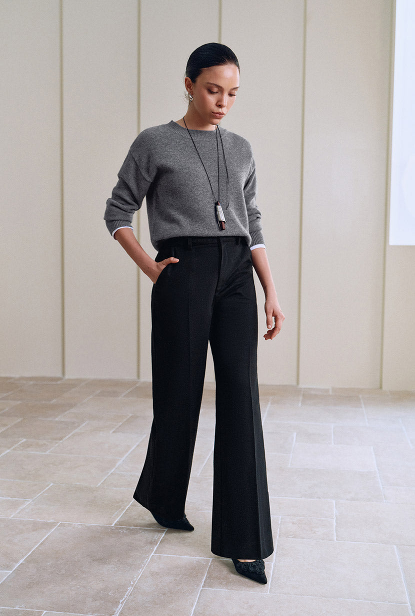 Petite Studio's Dylan Straight Wool Pants in Black
