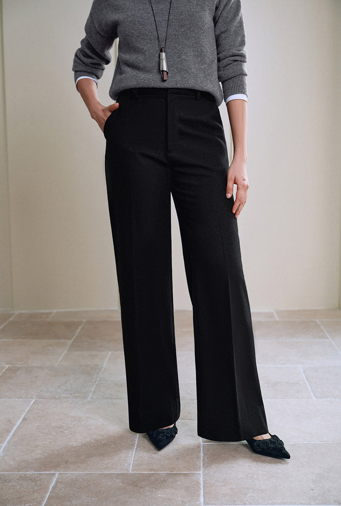 Petite Studio's Dylan Straight Wool Pants in Black