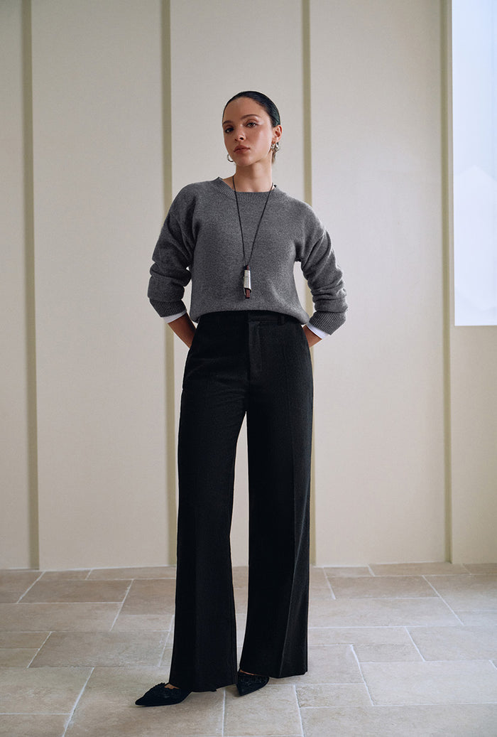 Petite Studio's Dylan Straight Wool Pants in Black