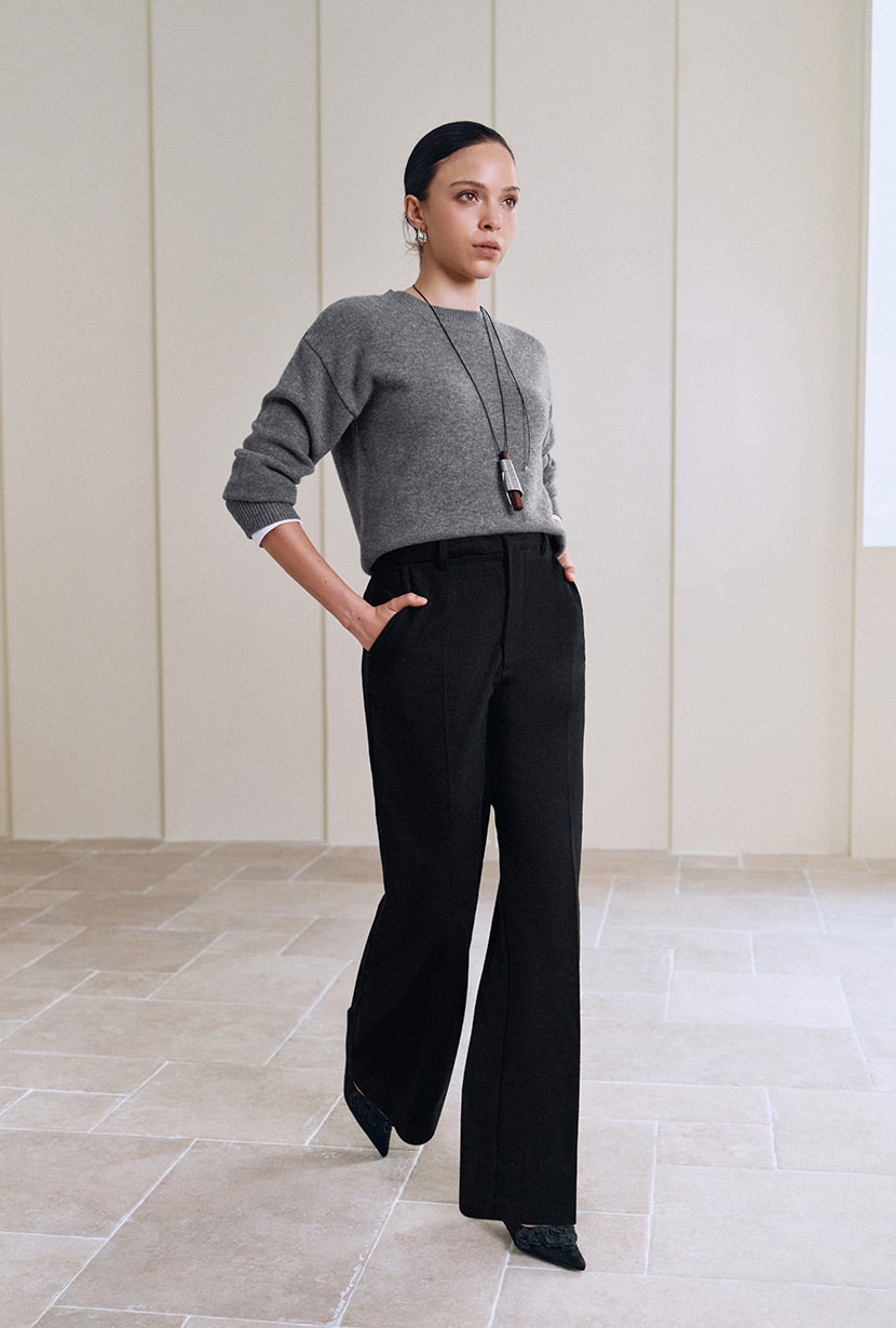 Petite Studio's Dylan Straight Wool Pants in Black