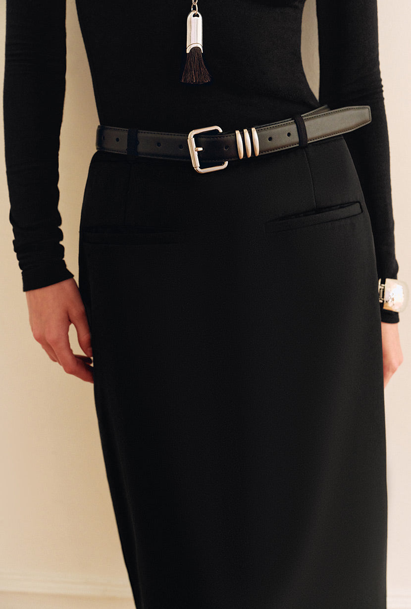 Petite Studio's Rocco Wool Midi Skirt in Black