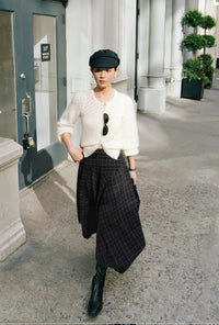 Petite Studio's Wyatt Wool Skirt in Charcoal Plaid
