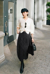 Petite Studio's Wyatt Wool Skirt in Charcoal Plaid
