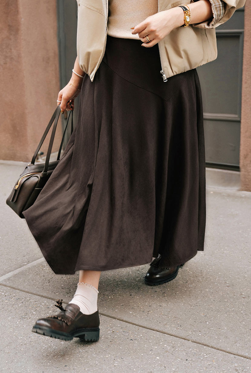 Petite Studio's Wyatt Wool Skirt in Chocolate