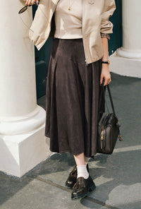 Petite Studio's Wyatt Wool Skirt in Chocolate